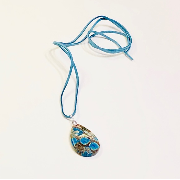 Blue Kambaba Jasper Stone Hand-crafted One-of-a-Kind Necklace - Picture 3 of 8